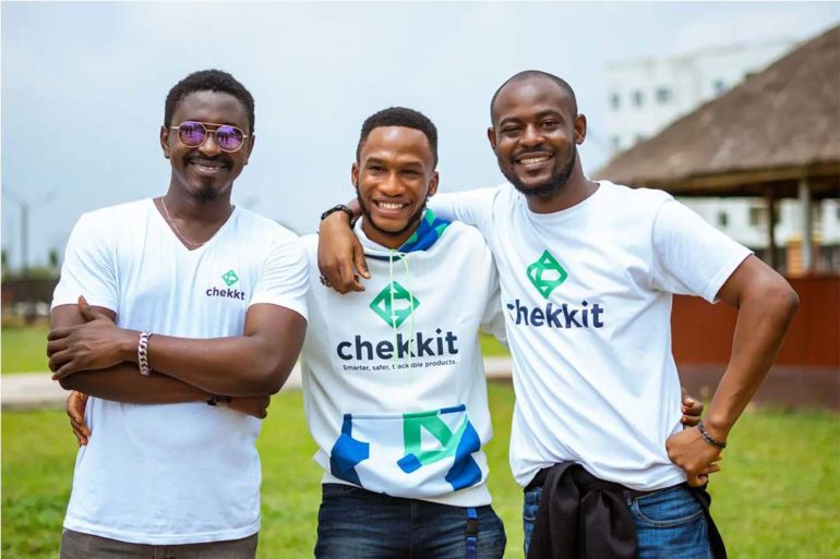 Dare-odumade-co-founder-ceo-chekkit-left-and-tosin-adelowo-co-founder-cmo-right-with-one-of-the-team-members.jpg